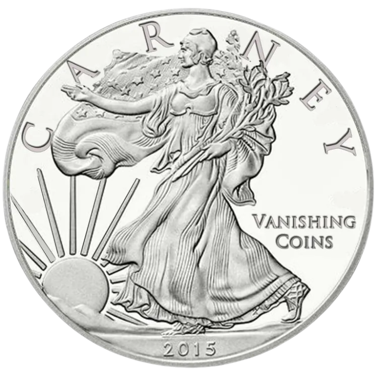 John Carney Vanishing Coins artwork, designed as a silver coin